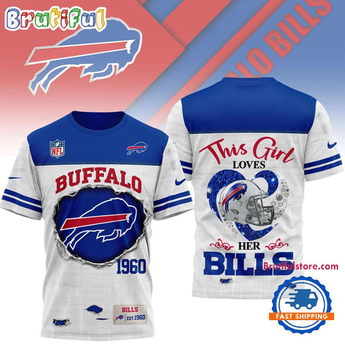 Buffalo Bills NFL Girl Heart & Helmet 3D Shirt