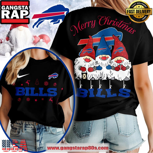 Buffalo Bills NFL Gnome Merry Christmas Women’s 3D Shirt Black