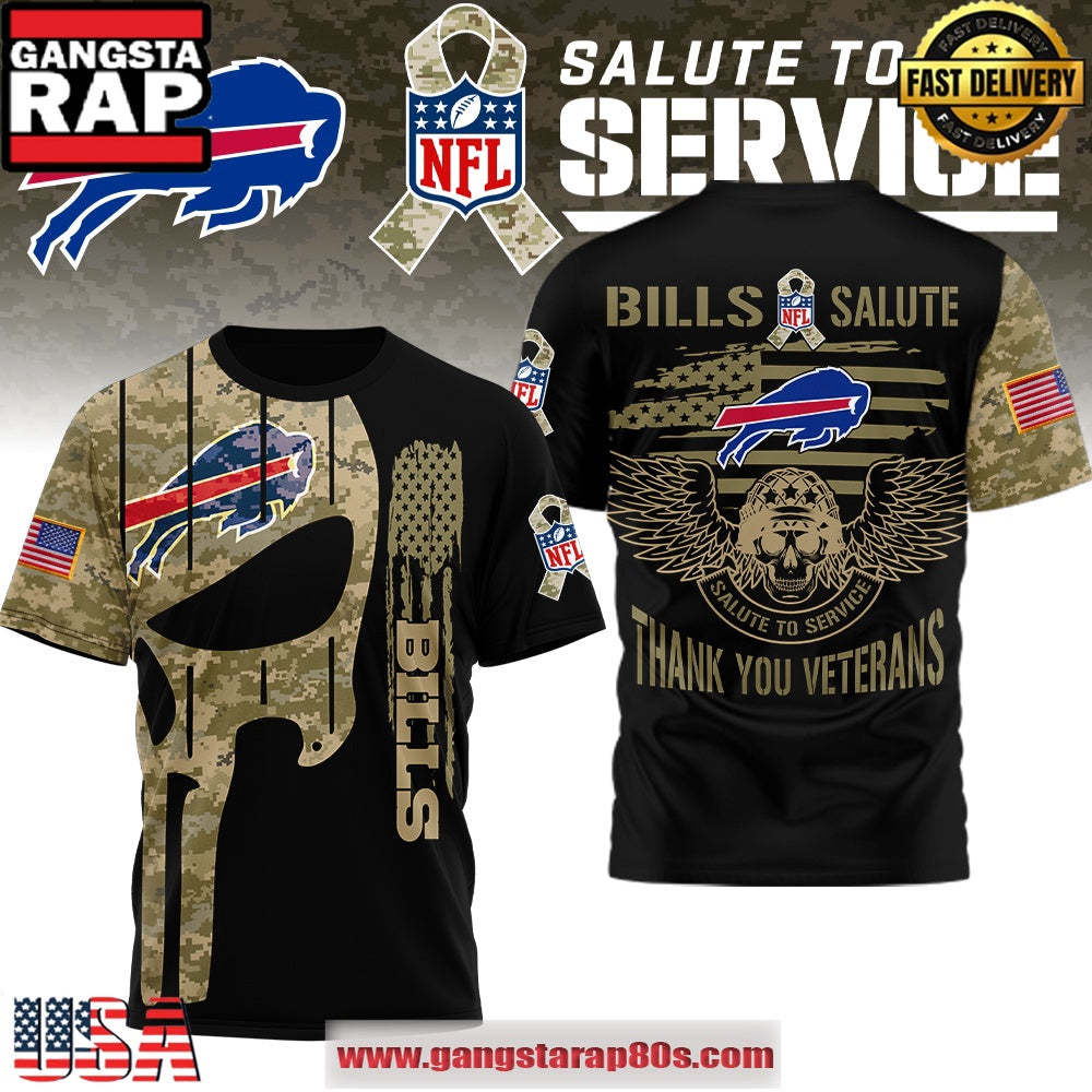 Buffalo Bills NFL Salute To Service Thank you Veterans 2025 3D Shirt