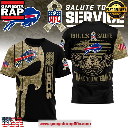Buffalo Bills NFL Salute To Service Thank you Veterans 2025 3D Shirt