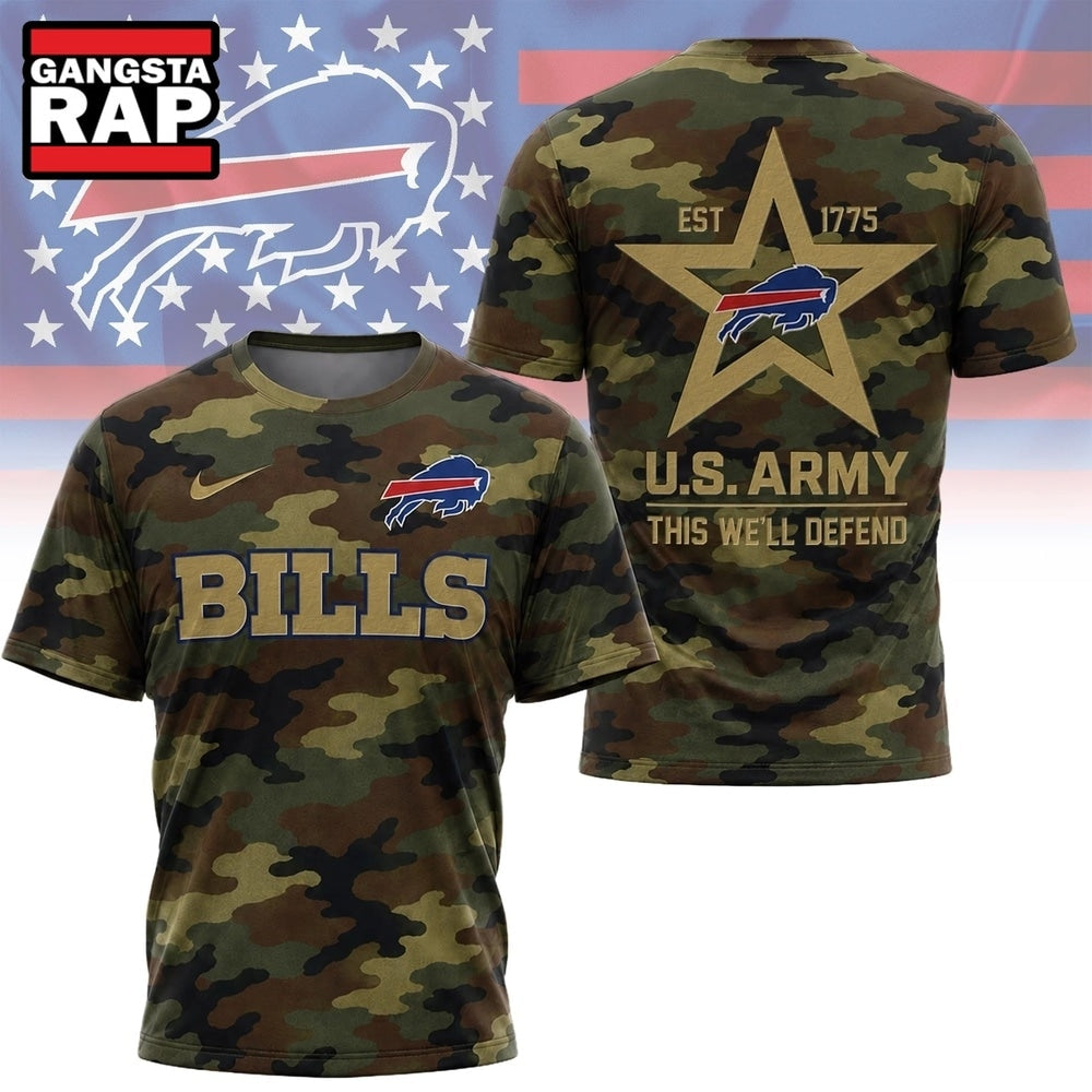 Buffalo Bills NFL Veterans US Army Camo New Design 3D Shirt , Football New Design Shirt Hoodie T-Shirt