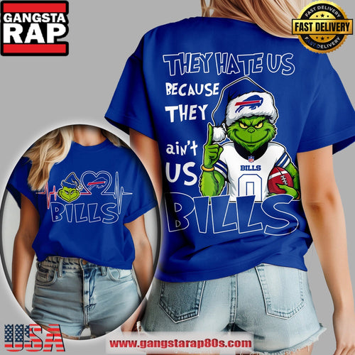 Buffalo Bills NFL x Grinch They Hate Us Blue Women’s 3D Shirt