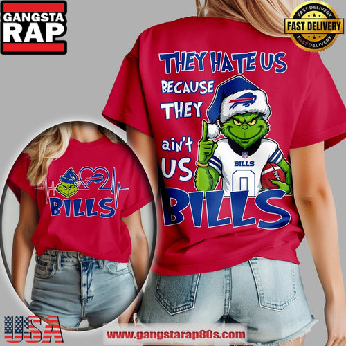 Buffalo Bills NFL x Grinch They Hate Us Women’s Shirt - Red