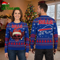 Buffalo Bills Red Skull Santa Hat Ugly Christmas Sweater