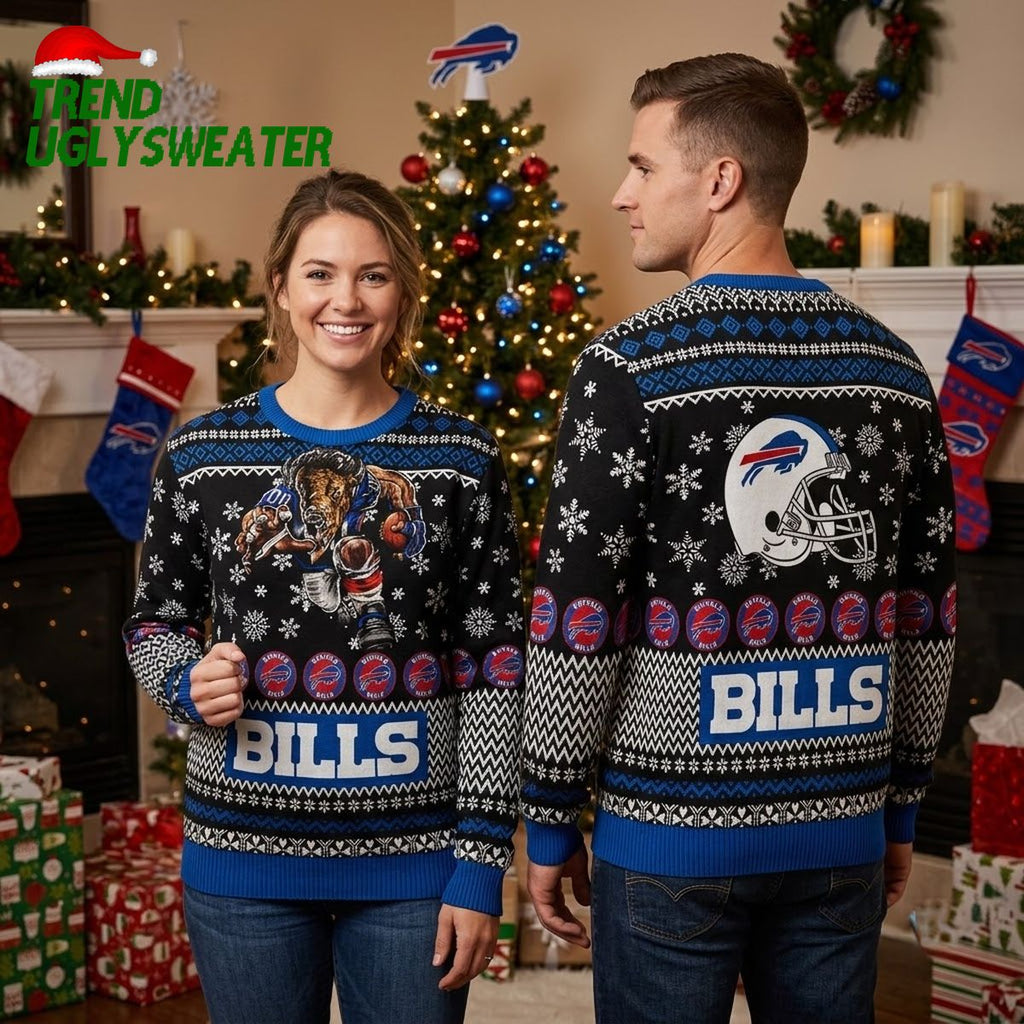 Buffalo Bills Rushing Buffalo Football Player Ugly Christmas Sweater