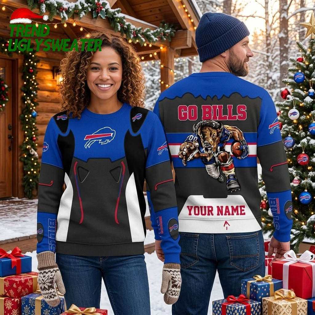 Buffalo Bills Rushing Mascot Ugly Christmas Sweater