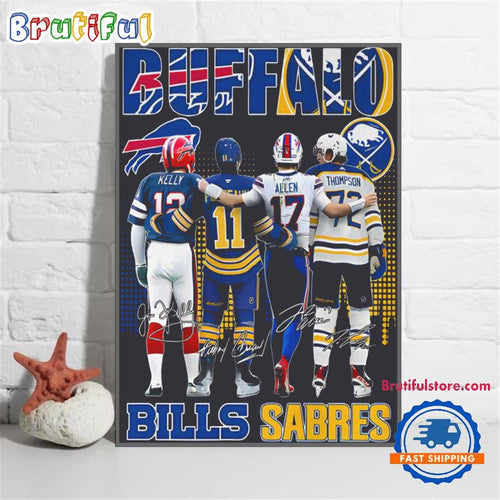 Buffalo Bills Sabres Team Football Player Signature Poster Canvas Art