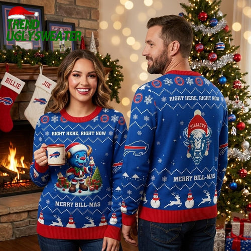 Buffalo Bills Santa Bill Mascot Merry Bill-mas Ugly Christmas Sweater