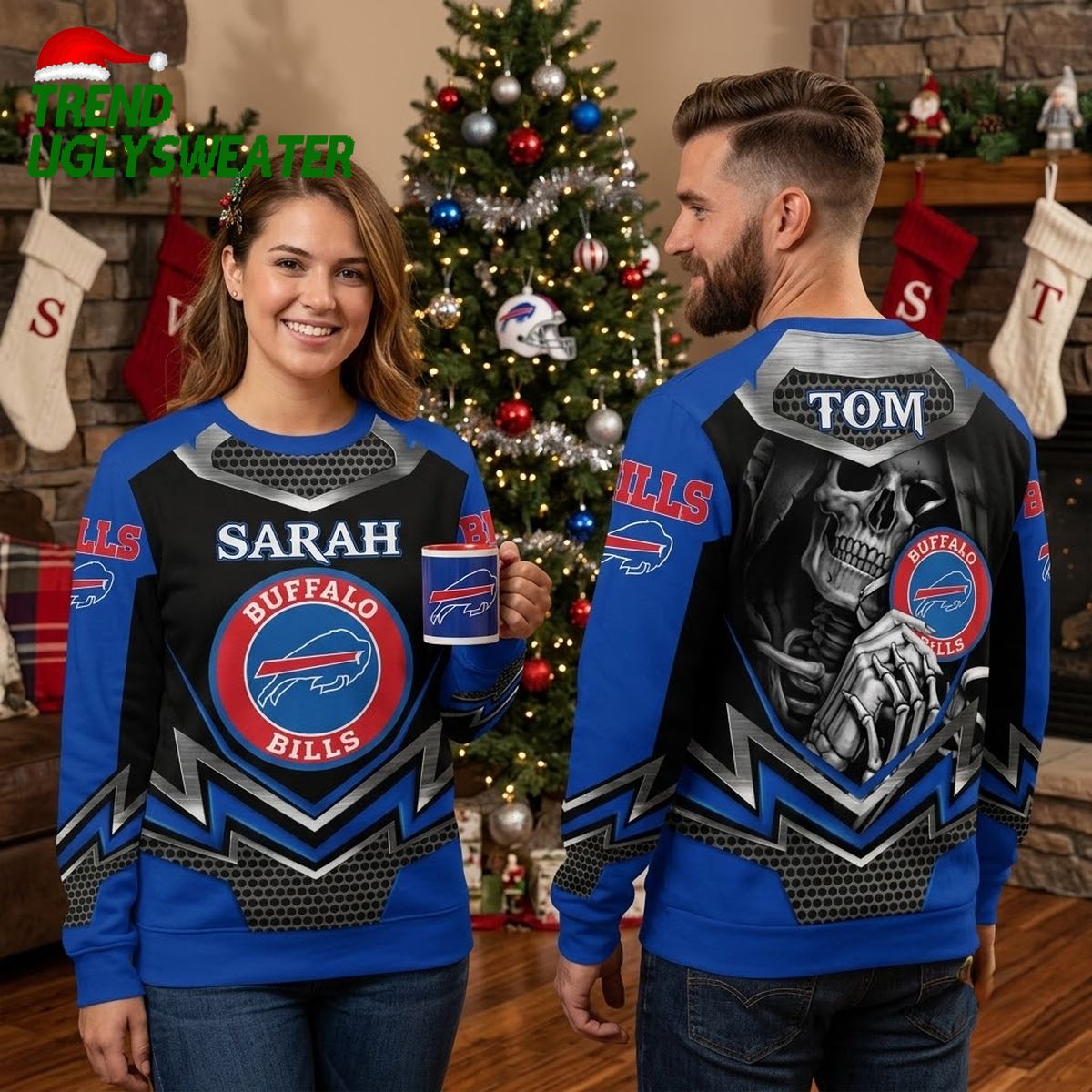 Buffalo Bills Skull And Logo Ugly Christmas Sweater