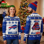 Buffalo Bills Snowflake Logo Ugly Christmas Sweater Design