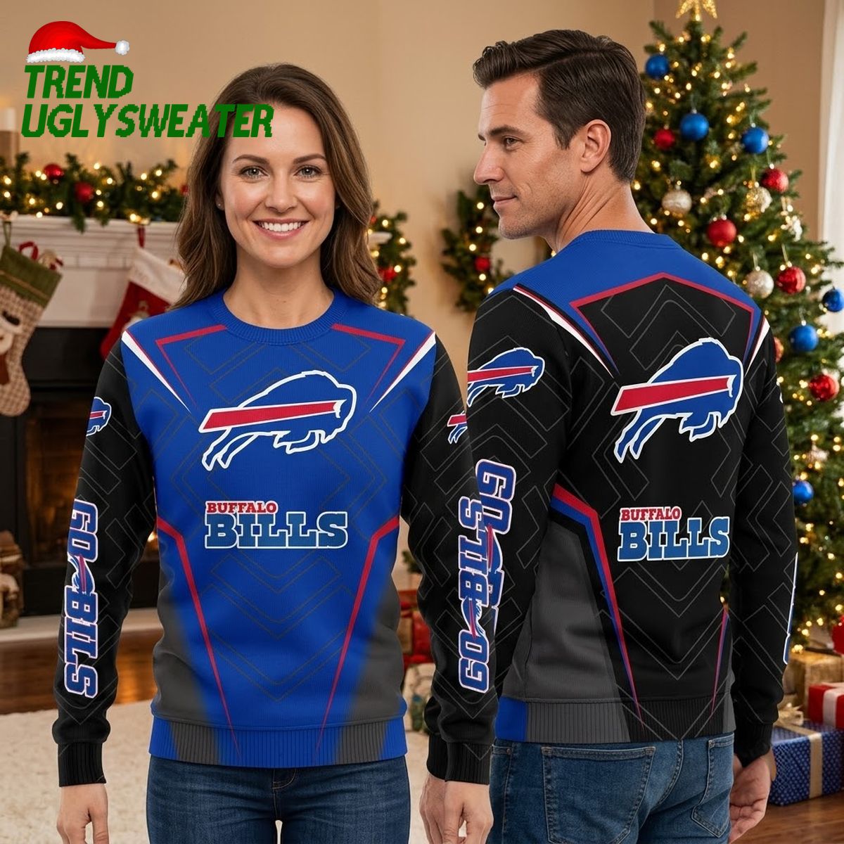 Buffalo Bills Team Logo And Name Christmas Sweater