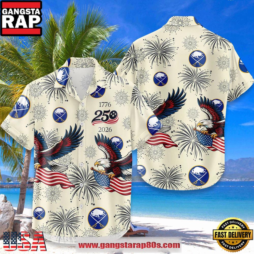 Buffalo Sabres USA Flag 250 Years of Freedom Anniversary 1776-2026 Summer Hawaiian Shirt