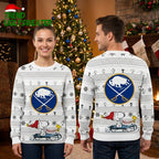 Buffalo Sabres Snoopy Christmas Skating Logo Ugly Christmas Sweater