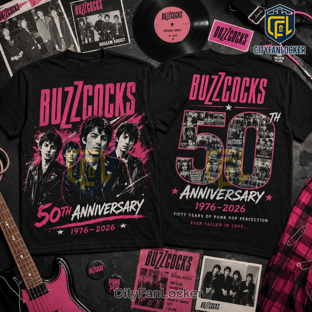 Buzzcocks 50th Anniversary Vintage Black T-Shirt