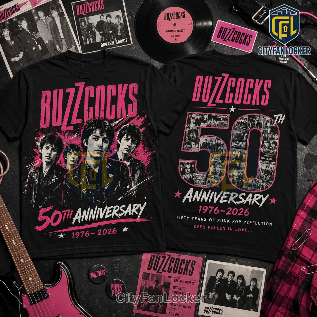 Buzzcocks 50th Anniversary Vintage Black T-Shirt