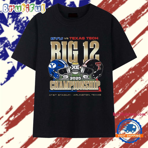 BYU Cougars Vs Texas Tech Red Raiders 2025 Big 12 Football Championship Helmet T Shirt