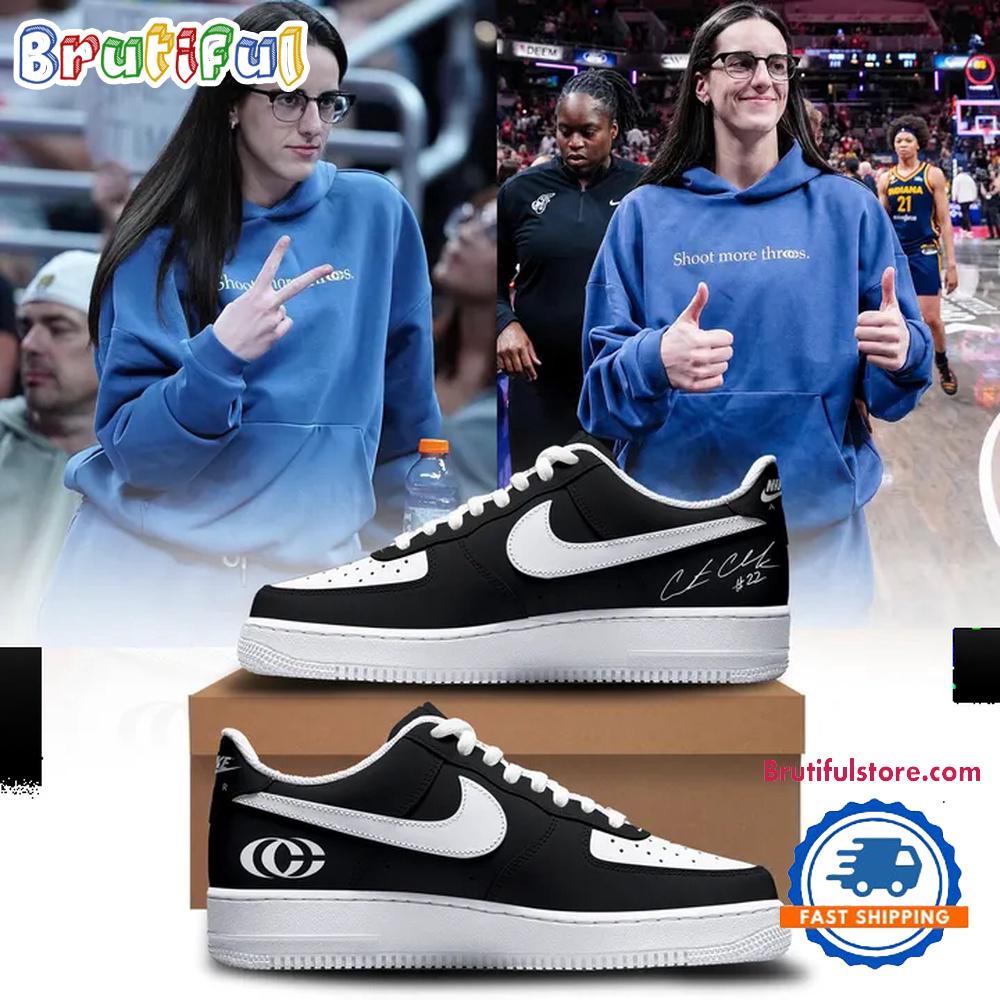 Caitlin Clark Shoot More Threes Logo And Signatures 2026 Black Air Force 1 Shoes Sneaker