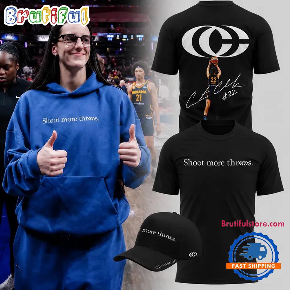 Caitlin Clark Shoot More Threes Logo and Signatures 2026 Black Hoodie T-Shirt