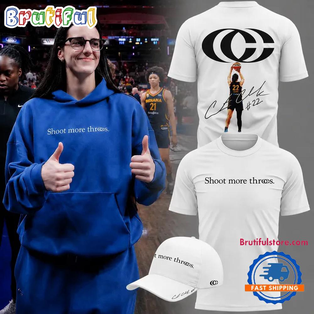 Caitlin Clark Shoot More Threes Logo and Signatures 2026 White Hoodie T-Shirt