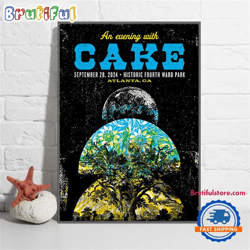 Cake September 28 2024 Live At Historic Fourth Ward Skatepark Atlanta GA Band Wall Art Poster Canvas