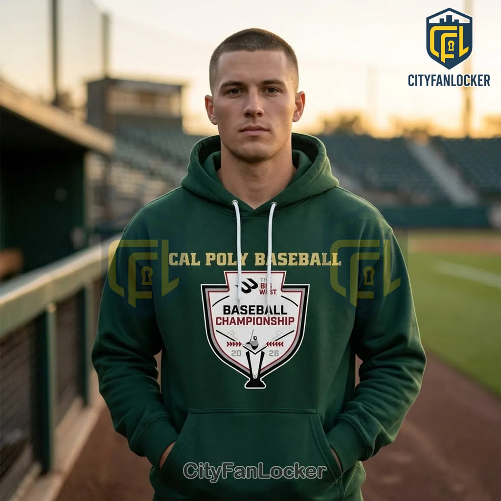 Cal Poly Mustangs 2026 Big West Conference Baseball Champions Hoodie