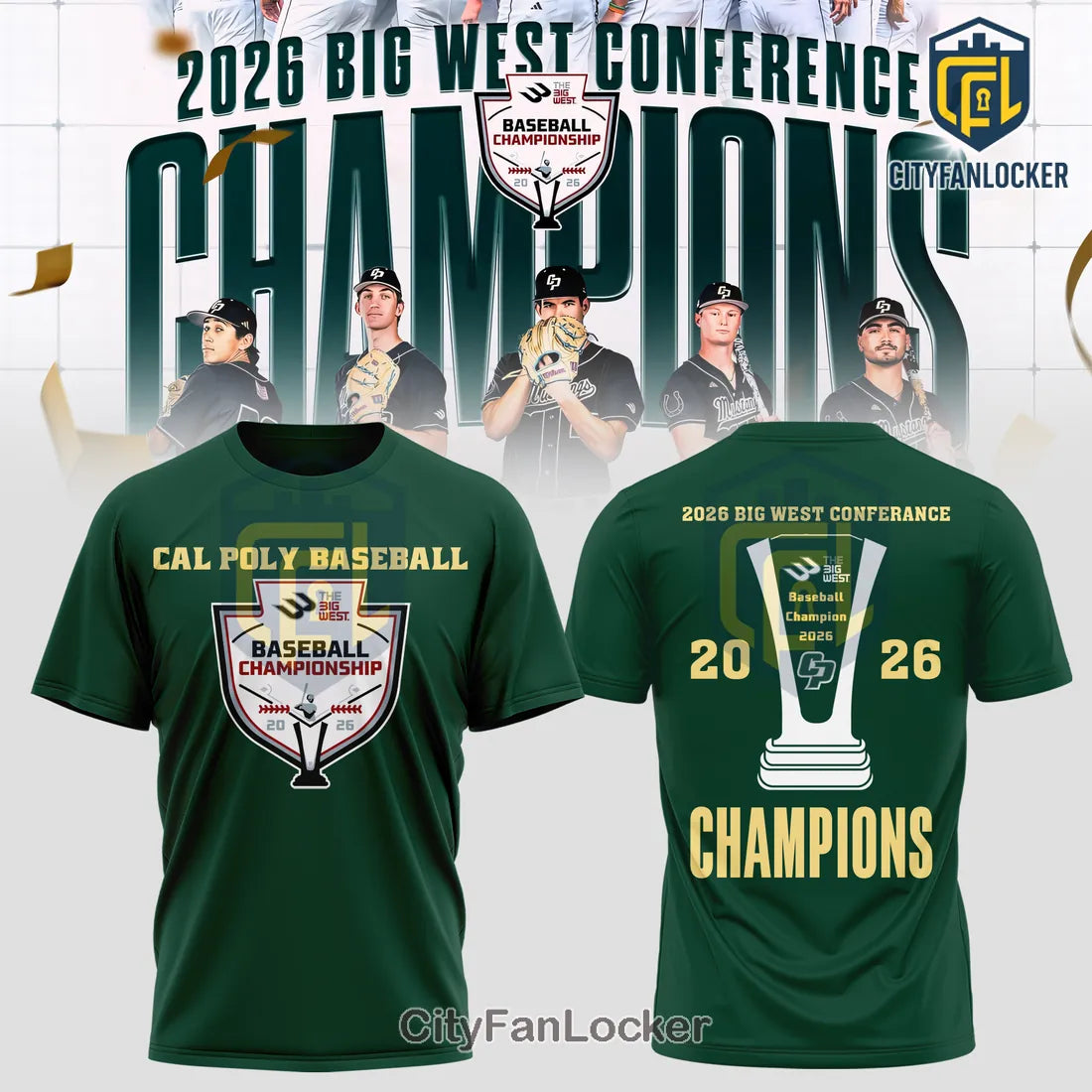 Cal Poly Mustangs 2026 Big West Conference Baseball Champions Hoodie