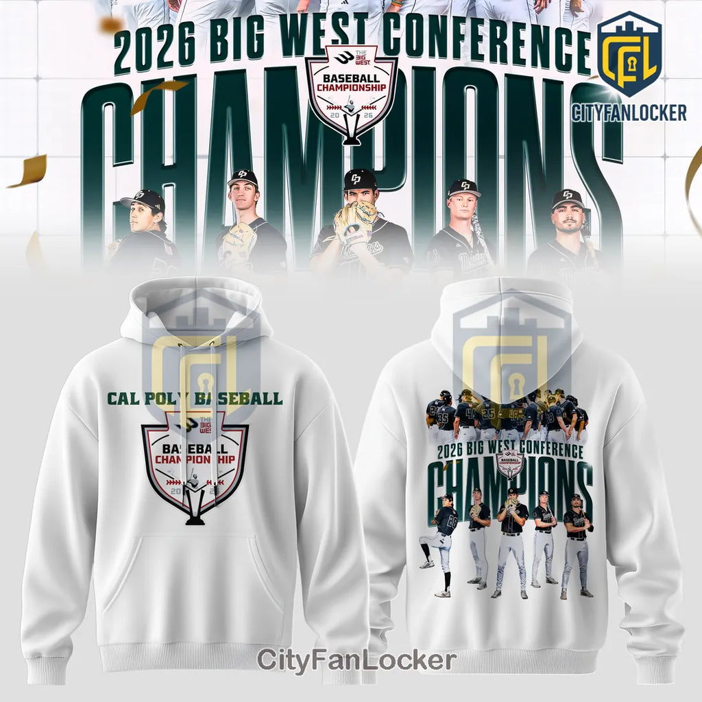 Cal Poly Mustangs 2026 Big West Conference Champions Baseball Hoodie