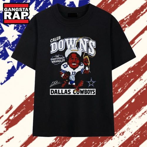 Caleb Downs The Quarterback Wrangler Dallas Cowboys close up T Shirt , Vintage Trending Shirt