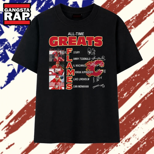 Calgary Flames All Time Greats Hockey Legends Signatures T Shirt , Vintage Trending Shirt