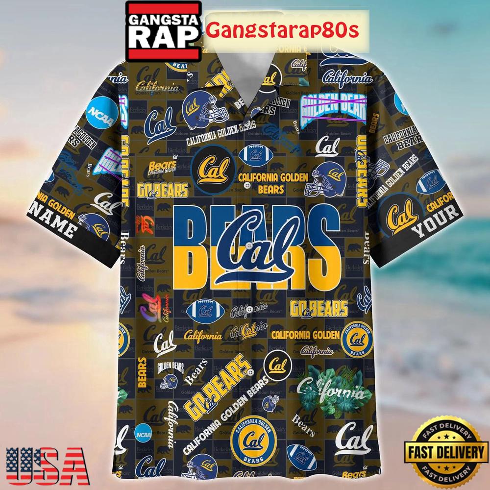 California Golden Bears Solgan Go Bears True Fan Spirit Custom Name Aloha Hawaiian Shirt