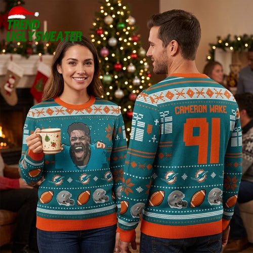 Cameron Wake 91 Miami Dolphins Ugly Christmas Sweater