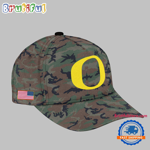 Camo Oregon Ducks 2024 Military Appreciation Club Fleece Pullover Cap