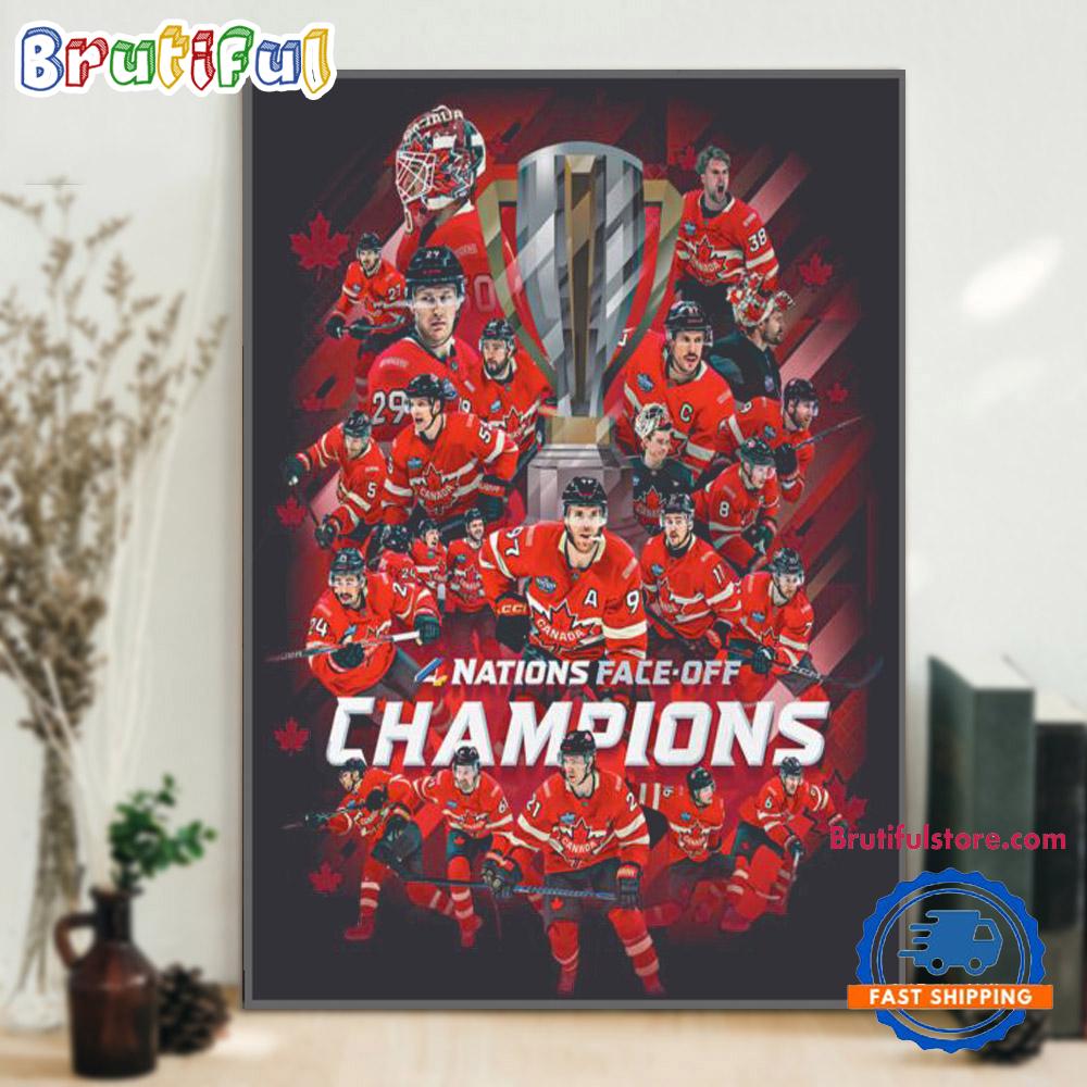 Canada Hockey 2025 4 Nations Face-Off Champions Team Player Design Wall Art Poster Canvas