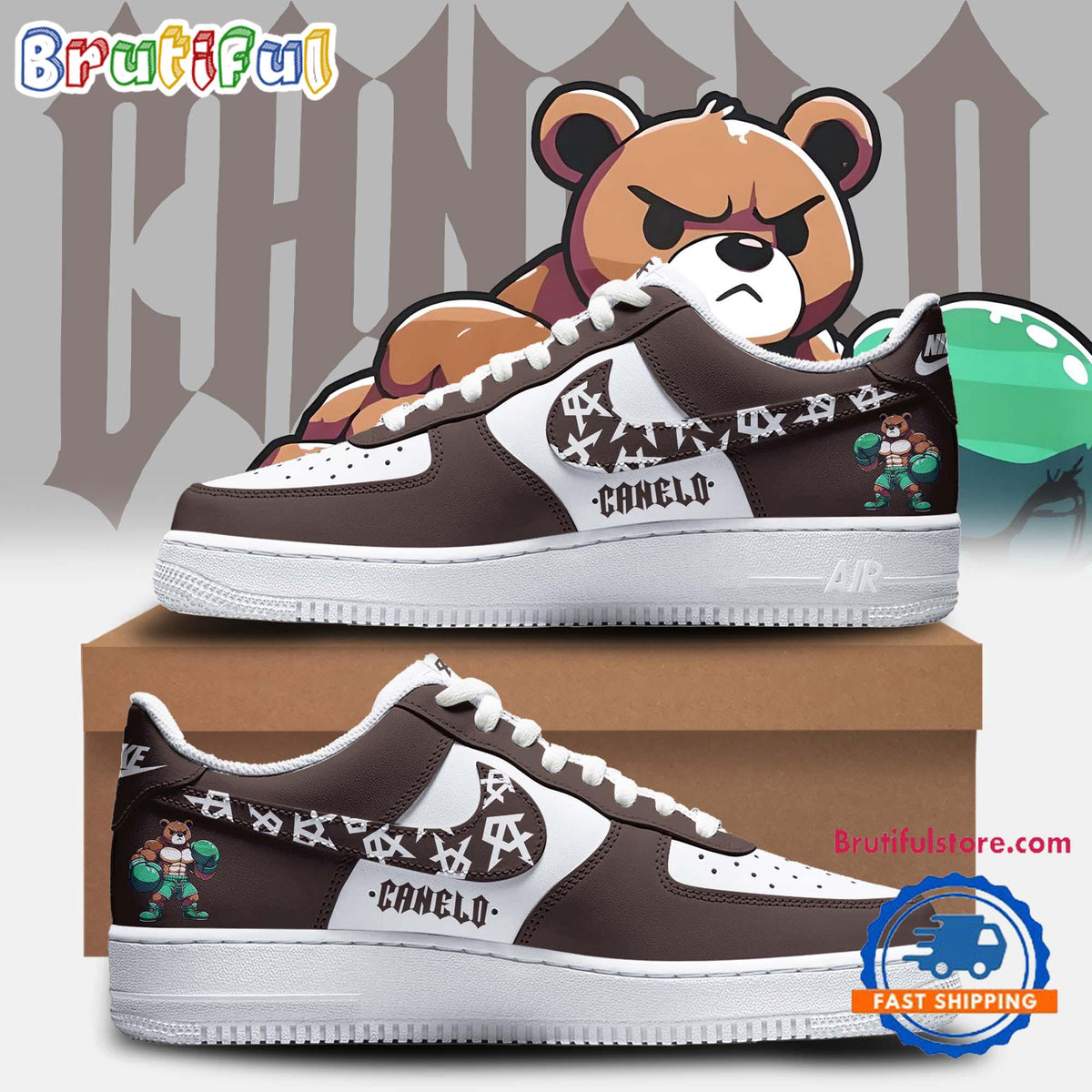 Canelo Alvarez Shoes, Canelo Bear Air Force 1 Sneaker Shoes