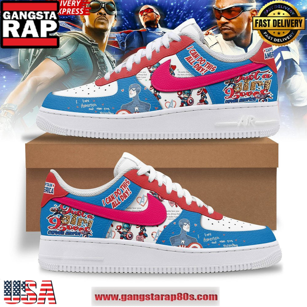 Captain America Brave Special Edition Air Force 1 Running Sneakers Shoes