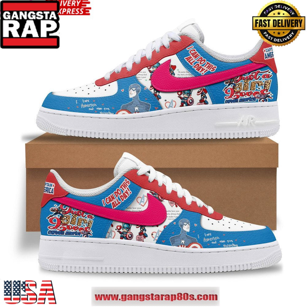Captain America Brave Special Edition Air Force 1 Running Sneakers Shoes