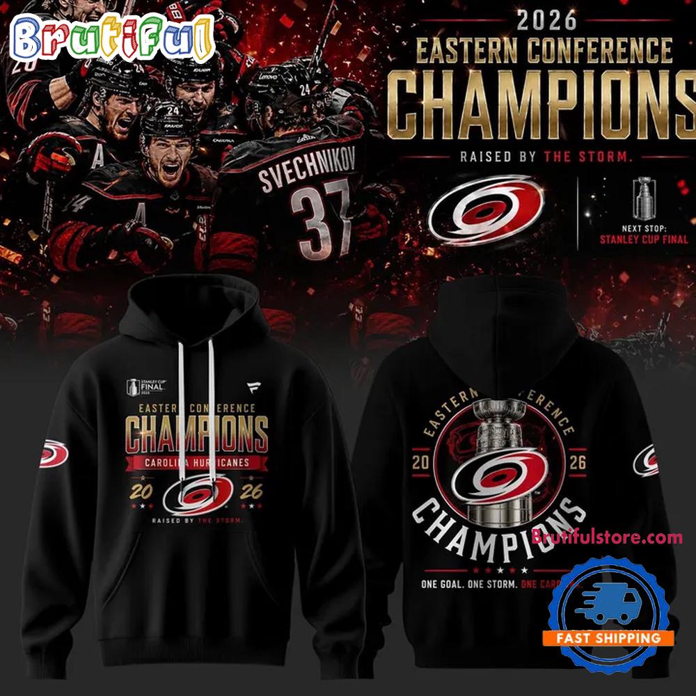 Carolina Hurricanes 2026 NHL Eastern Conference Champions Black Hoodie T-Shirt