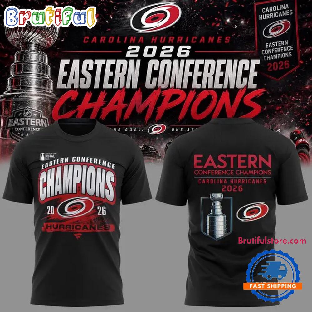 Carolina Hurricanes 2026 NHL Eastern Conference Champions Black Hoodie T-Shirt