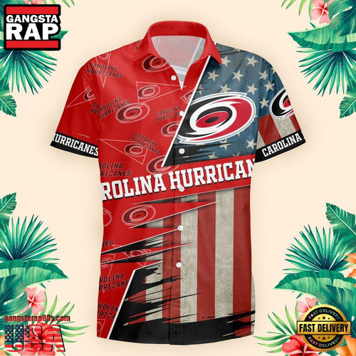 NFL Carolina Hurricanes US Flag Pattern Hawaiian Shirt