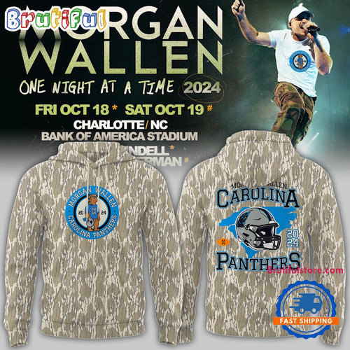 Carolina Panther NFL 2024 Morgan Wallen 18th October At Bank Of America Stadium Camo Hoodie T-Shirt