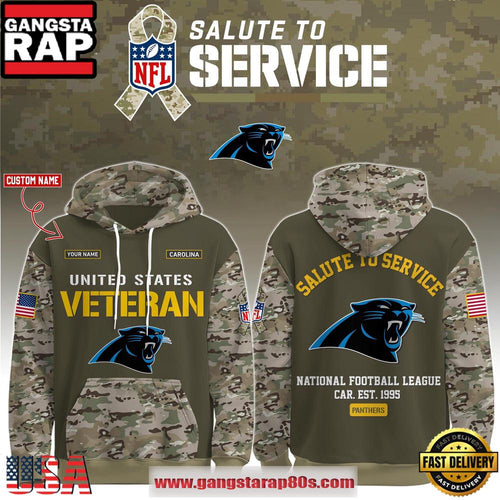 Carolina Panthers NFL Veteran Birthday 2025 Custom Name Unisex Hoodie