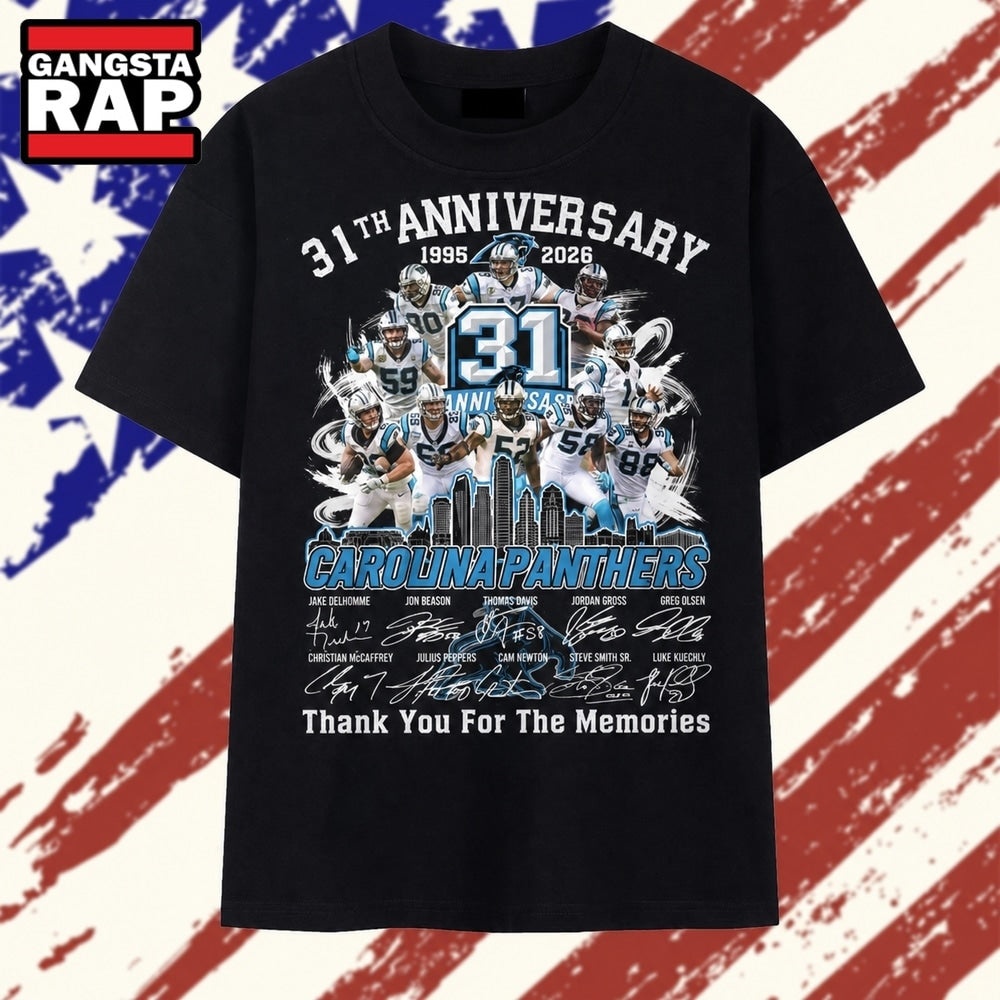 Carolina Panthers 31st Anniversary 1995 2026 Legends Signatures T Shirt