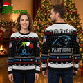 Carolina Panthers Grinch Hands Custom Name Ugly Christmas Sweater