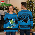 Carolina Panthers Grinch Playing Football Ugly Christmas Sweater