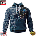NFL Carolina Panthers Navy Camo Veteran All Over Print Hoodie