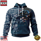 NFL Carolina Panthers Navy Camo Veteran All Over Print Hoodie