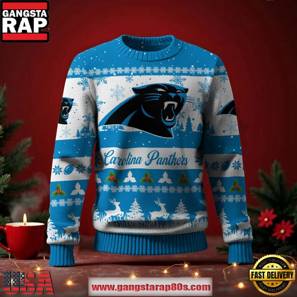 Carolina Panthers NFL Holiday Spirit Ugly Christmas Sweater