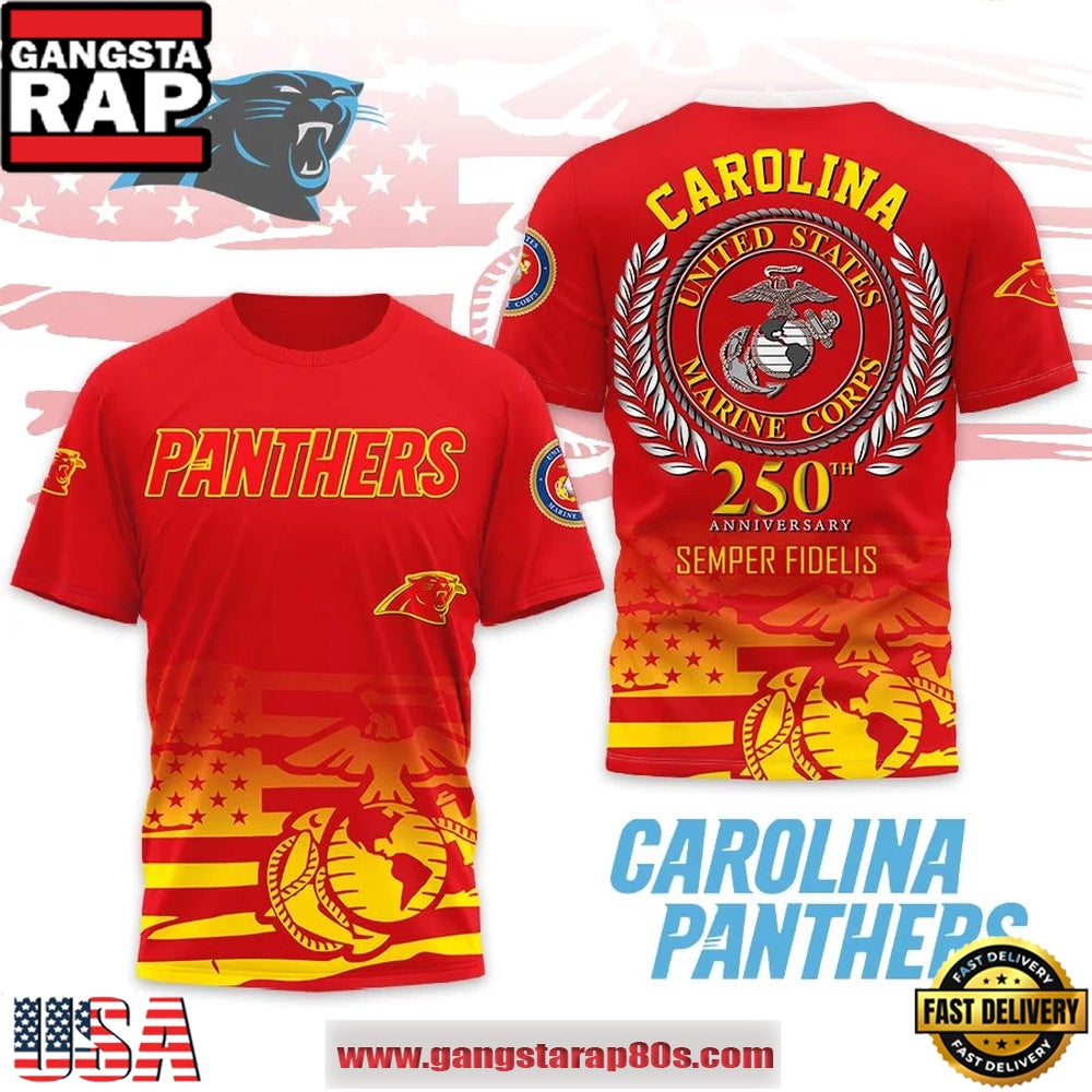 Carolina Panthers NFL USMC 250th Birthday 2025 T Shirt