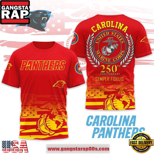 Carolina Panthers NFL USMC 250th Birthday 2025 T Shirt