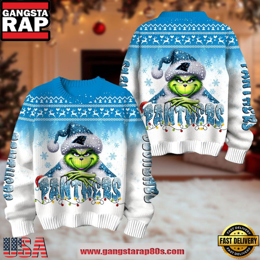 Carolina Panthers NFL x The Grinch 2025 Edition Ugly Christmas Sweater